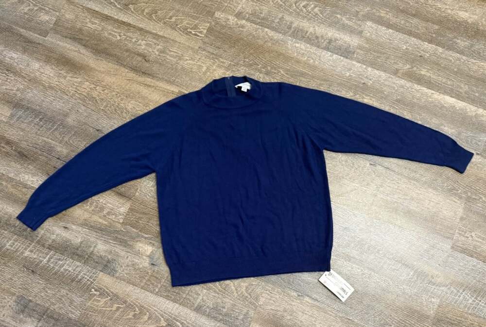 Vintage Designers Originals XL Navy Zip Neck Sweater Soft Acrylic Luxelon NWT